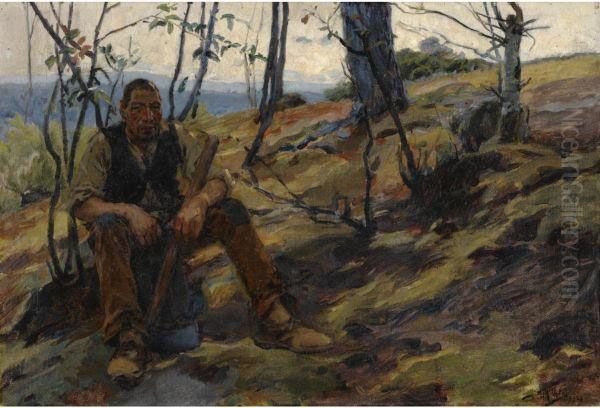 O Lenhador (the Woodcutter) Oil Painting by Jose Malhoa