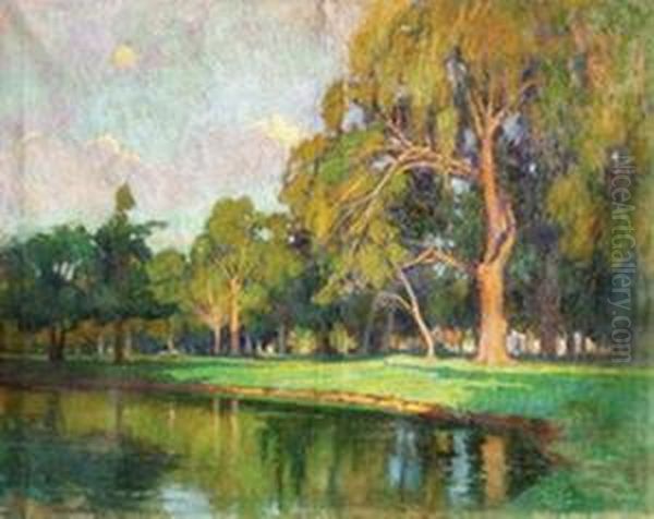 Quietud En El Lago (lago Palermo) Oil Painting by Atilio Malinverno