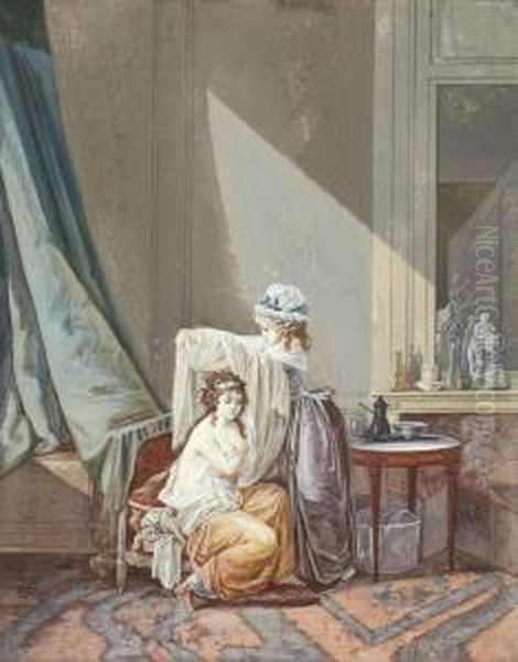 Jeune Femme A Sa Toilette Oil Painting by Jean-Baptiste Mallet