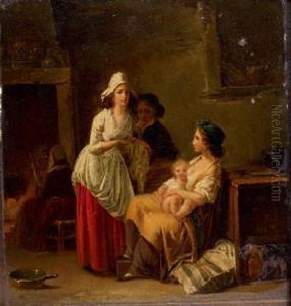 La Nourrice Oil Painting by Jean-Baptiste Mallet