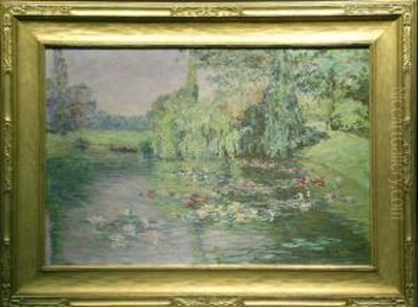 Lily Pond Oil Painting by Blondelle E. Malone