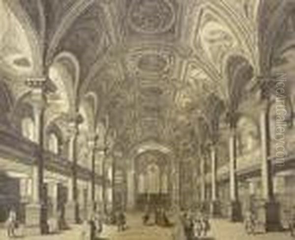 The Inside Of St Martin In The Fields Oil Painting by Thomas The Younger Malton