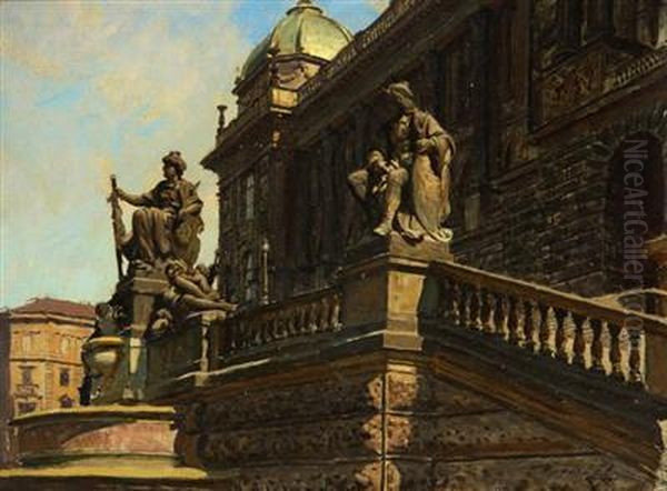 The National Museum In Prague Oil Painting by Vaclav Maly