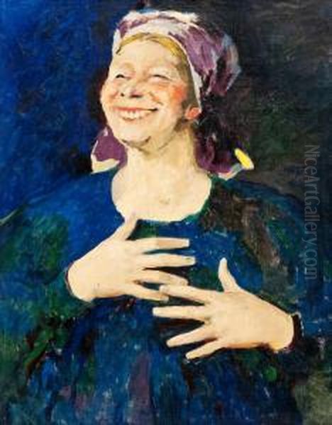 Laughing Girl Oil Painting by Filip Malyavin