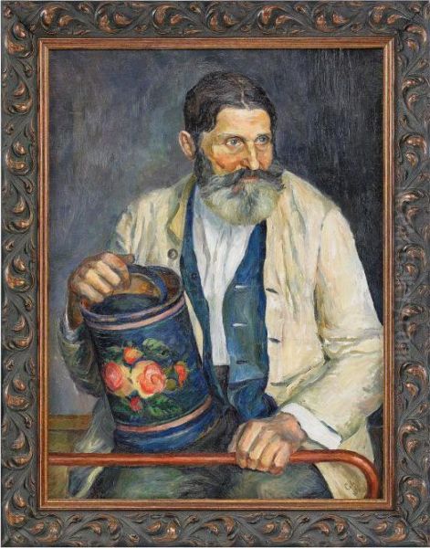 Self Portrait Oil Painting by Sergei Vasilievich Malyutin