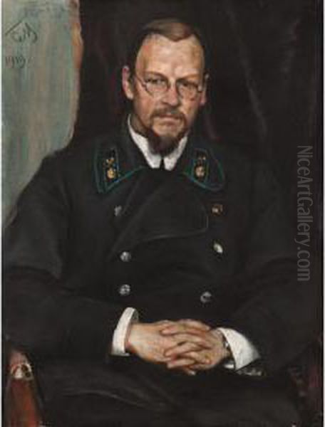 Portrait Of A Naval Officer Oil Painting by Sergei Vasilievich Malyutin