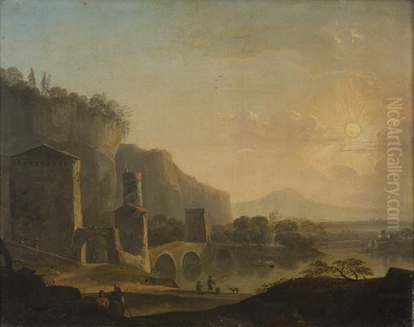 Veduta Del Ponte Lucano Oil Painting by Thomas Manby