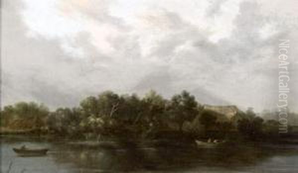 Pecheurs Sur La Riviere Oil Painting by Jacobs Sibrandus Mancadan