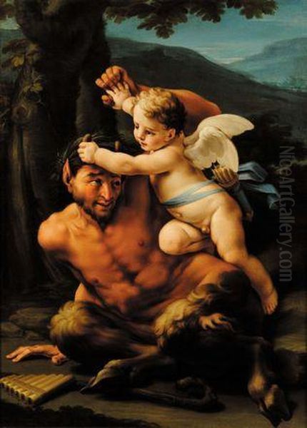 Lotta Tra Amore E Pan Oil Painting by Francesco Mancini