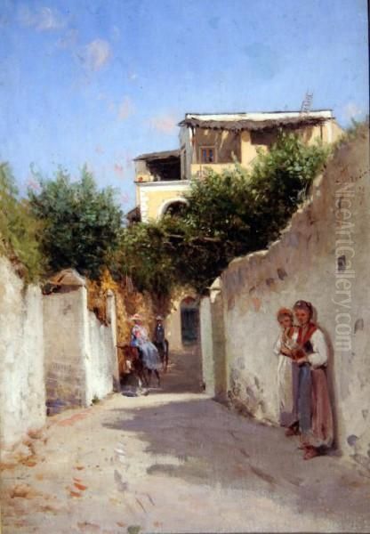 Stradina Di Paese Oil Painting by Francesco Mancini