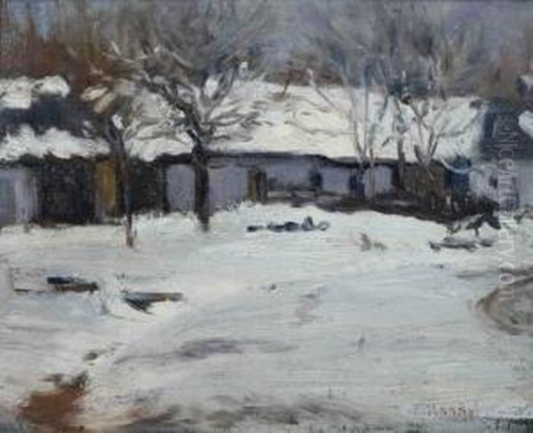 Winter Evening Oil Painting by Cyril Mandel