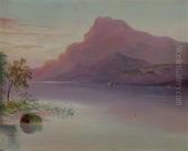 Morgenstimmung Am Bergsee Oil Painting by William Henry Mander