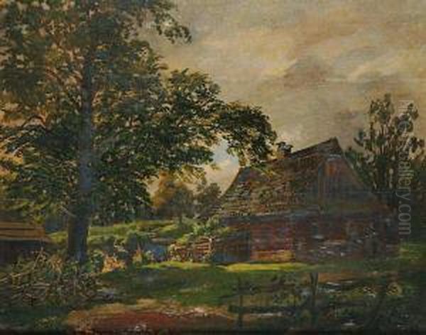 A Landscape With A Wooden Cottage by Antonin Manes