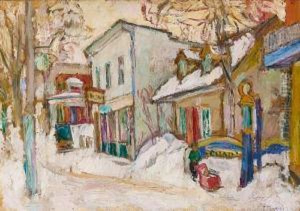 Snow-covered Dwellings Oil Painting by Abram Anshelevich Manevich