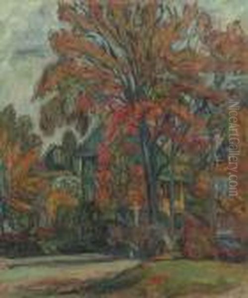 Red Tree Oil Painting by Abram Anshelevich Manevich