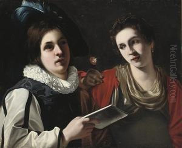 A Singer And His Muse Oil Painting by Bartolomeo Manfredi