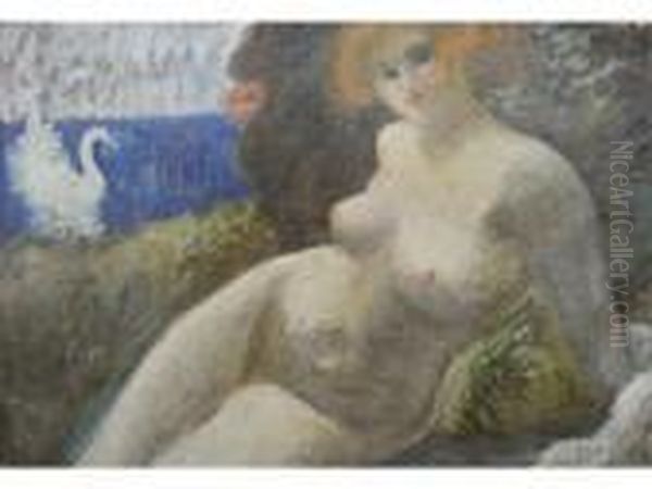 Femme Nue. Hst Oil Painting by Joseph C., Jose Mange