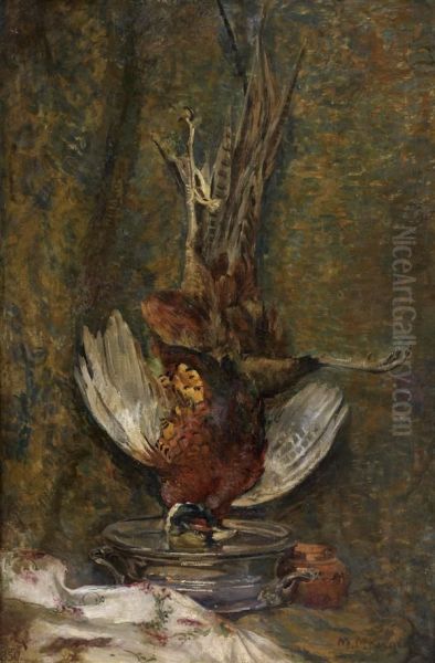 Nature Morte Au Coq Faisan Oil Painting by Marius Mangier