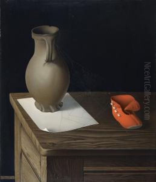 Stilleben Mit Vase Und Schuh Oil Painting by Josef Mangold