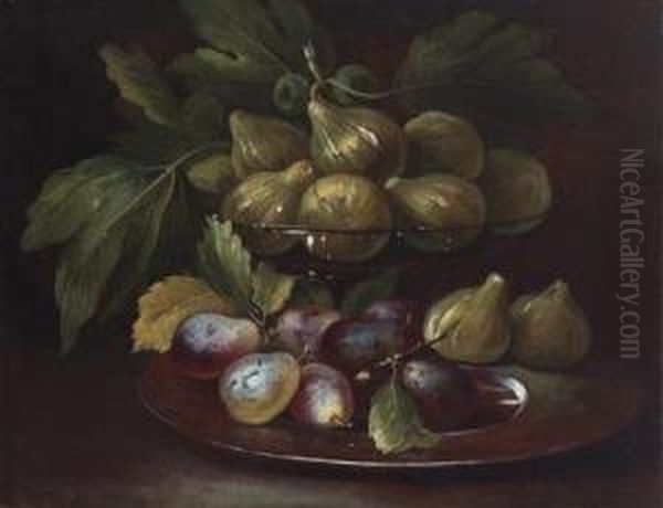 A Still Life Of Figs Oil Painting by Carlo Manieri