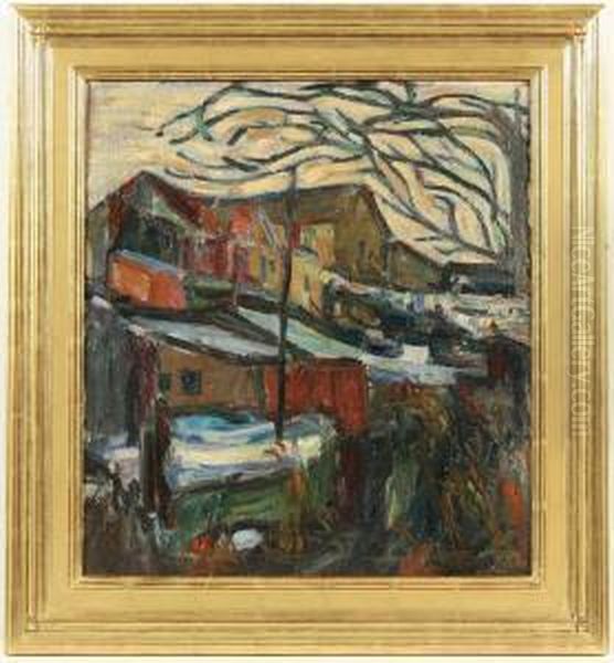 Winter, Backyard Oil Painting by Abraham Manievich