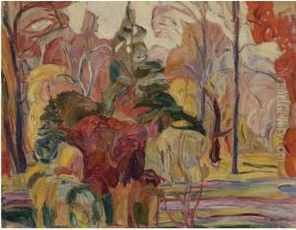 Fall Scene Oil Painting by Abraham Manievich