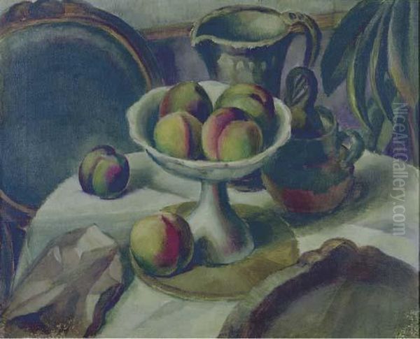 Peaches In A Compote Oil Painting by Edward Middleton Manigault