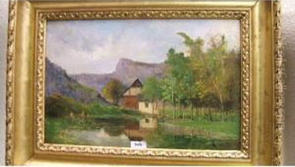 Bord De L'etang Oil Painting by Frederic Marius Maniquet