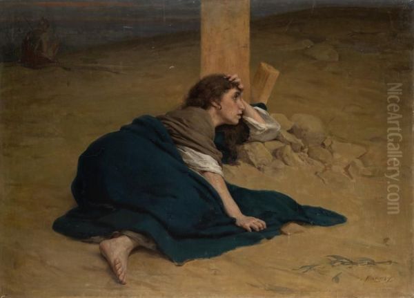 By The Cross Oil Painting by Heinrich Matvejevitch Maniser