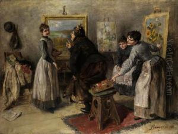 Im Atelier Der Malerin Oil Painting by Heinrich Matvejevitch Maniser