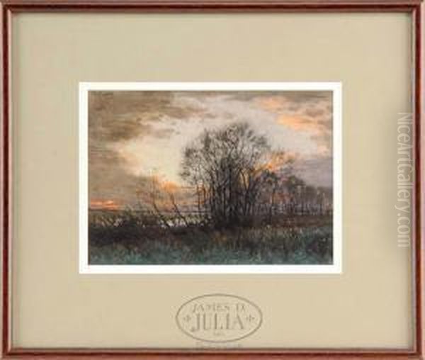 Trees At Twilight Oil Painting by Thomas Rathbone Manley