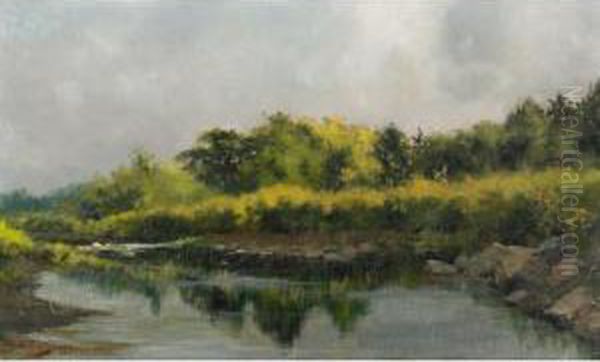 River Landscape Oil Painting by Charles Macdonald Manly