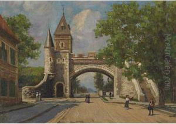 La Porte St-louis, Quebec Oil Painting by Charles Macdonald Manly