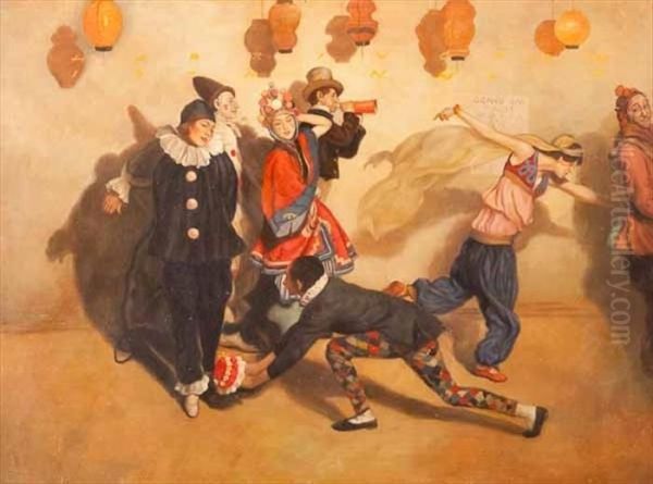 The Study For Mardi Gras Oil Painting by Harrington Mann