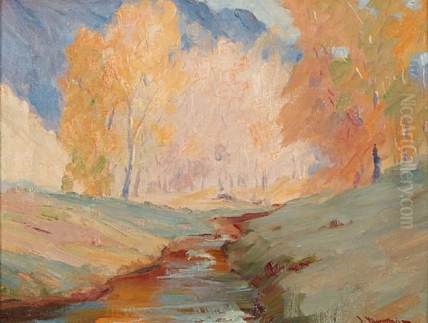 Landscape With Creek Oil Painting by Jean Mannheim