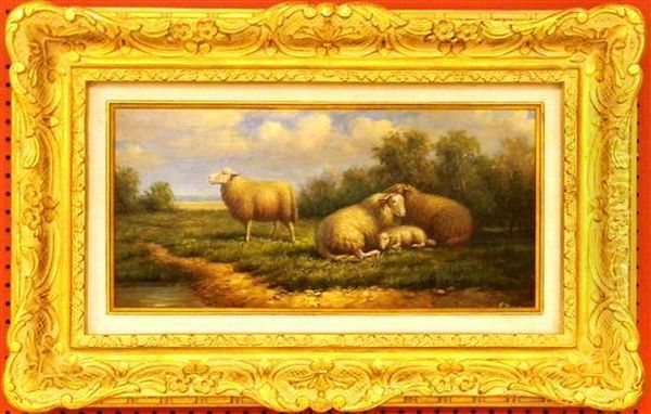 Sheep In Field Oil Painting by Manor Township Artist