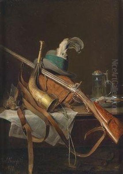 Hunting Stilllife In Aussee Oil Painting by Josef Mansfeld