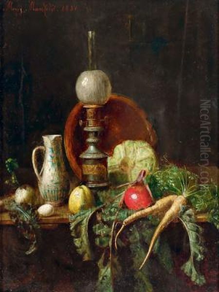 Kuchenstilleben Mit Petroleumlampe Oil Painting by Moritz Mansfeld