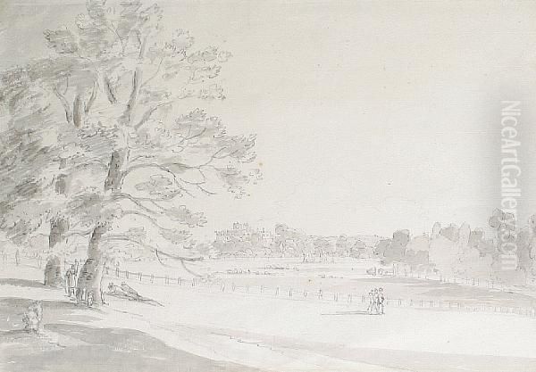 View In Green Park - Buckingham House - From 76 Piccadilly Oil Painting by Franz Joseph Manskirch