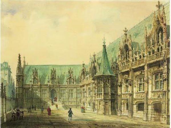 Vue Du Palais De Justice De Rouen Oil Painting by Theodore Henri Mansson