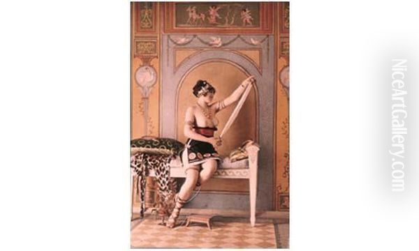 Etude D'un Nu Feminin Dans Un Decor A L'antique Oil Painting by Louis Amedee Mante