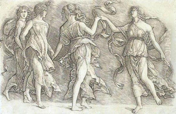 Four Women Dancing Oil Painting by Andrea Mantegna