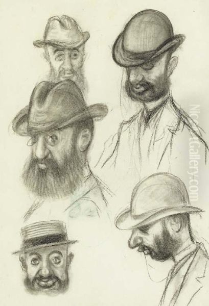 Five Studies Of Toulouse-lautrec Oil Painting by Michael Manzi