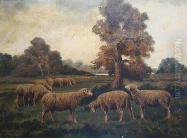 Moutons Oil Painting by Adolphe Charles Marais