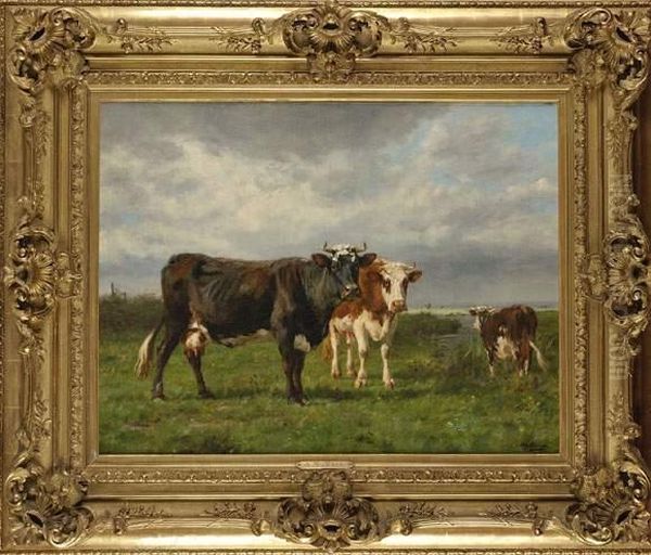 Vaches Au Pre Oil Painting by Adolphe Charles Marais