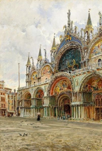 Blick Auf Den Dogenpalast In Venedig Oil Painting by Giuseppe Marastoni