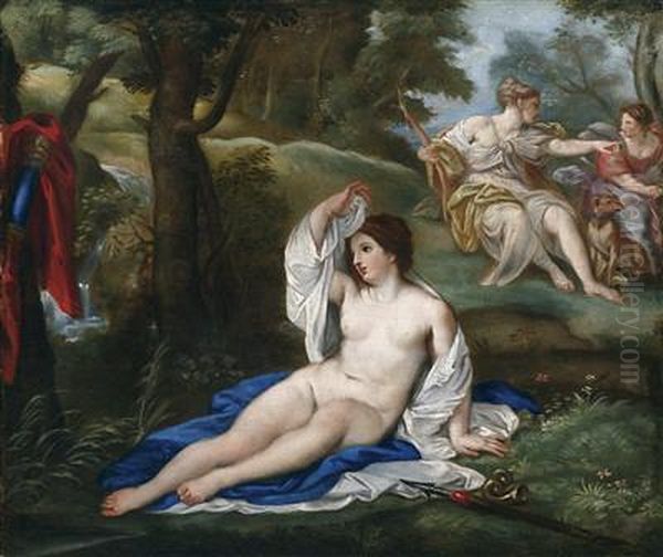 Landscape With Diana And Callisto Oil Painting by Carlo Maratta or Maratti