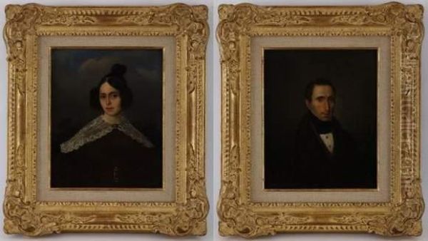 Portrait D'homme Et Portrait De Femme Oil Painting by Philippe Marbeau