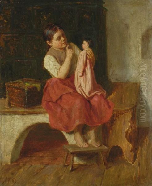 Madchen Mit Der Puppe Spielend Oil Painting by Wilhelm Marc