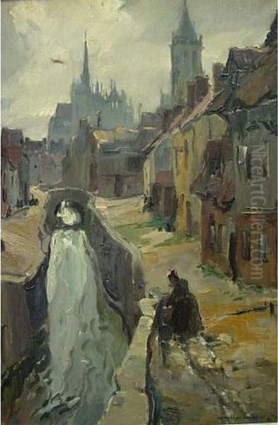 La Cathedrale D Amiens Vue Du Quartier Saint Leu Oil Painting by Emmanuel Marcel-Laurent